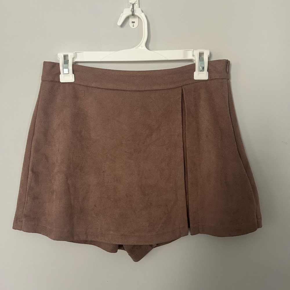 Altard State Tan Suede Mini Skirt